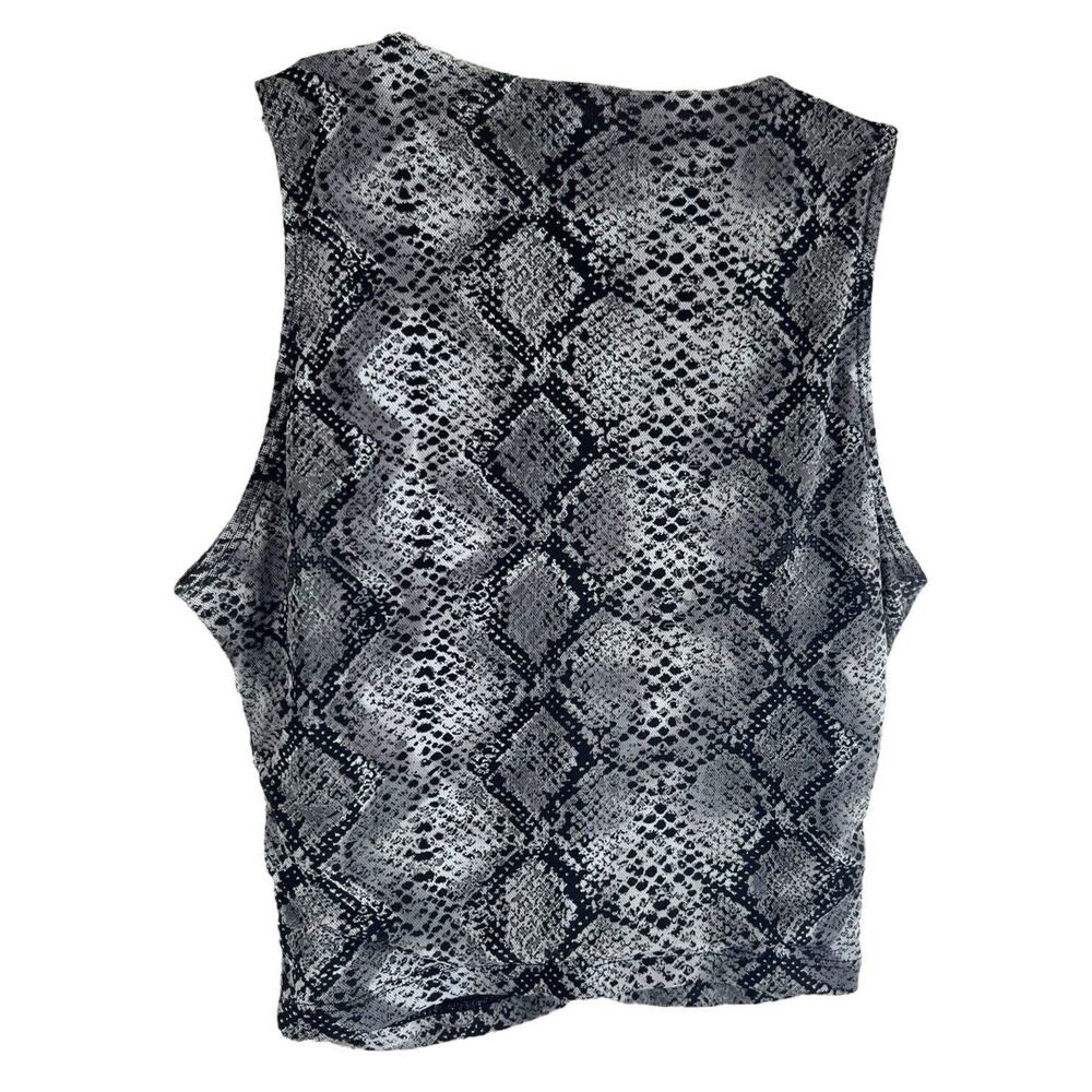 Wearever Snake Print Gray Black Ruched Crewneck Cropped Tank Top Womens Sz‎ Sm - Picture 2 of 7